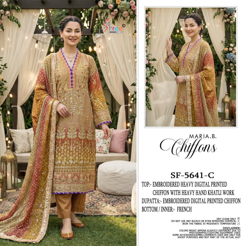 Sf 5641 A To E By Shree Digital Chiffon Pakistani Salwar Suits 
